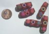 5 28x11mm Red Clay Ladaki Tubes with Flowers